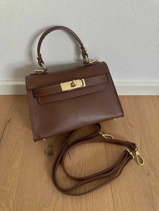 Sac MINI K en cuir véritable marron chocolat