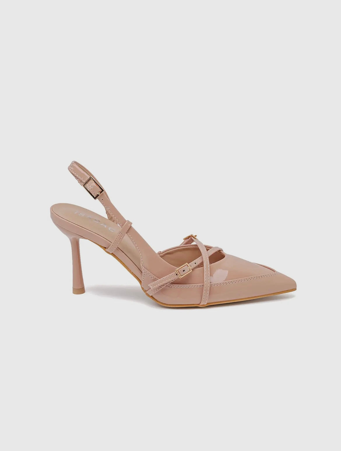 Talons clean baddie en vernis rose avec brides à boucles