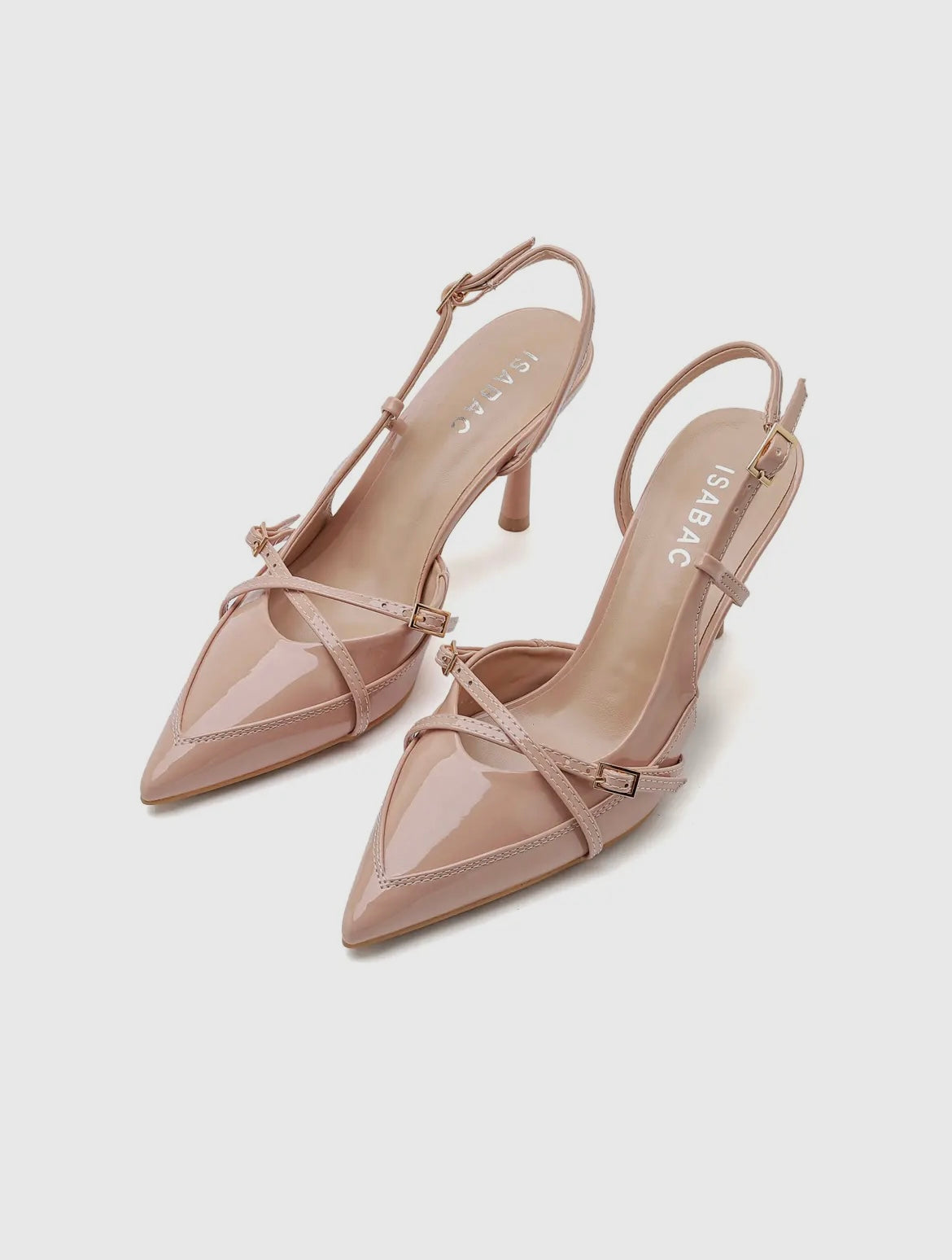 Talons clean baddie en vernis rose avec brides à boucles